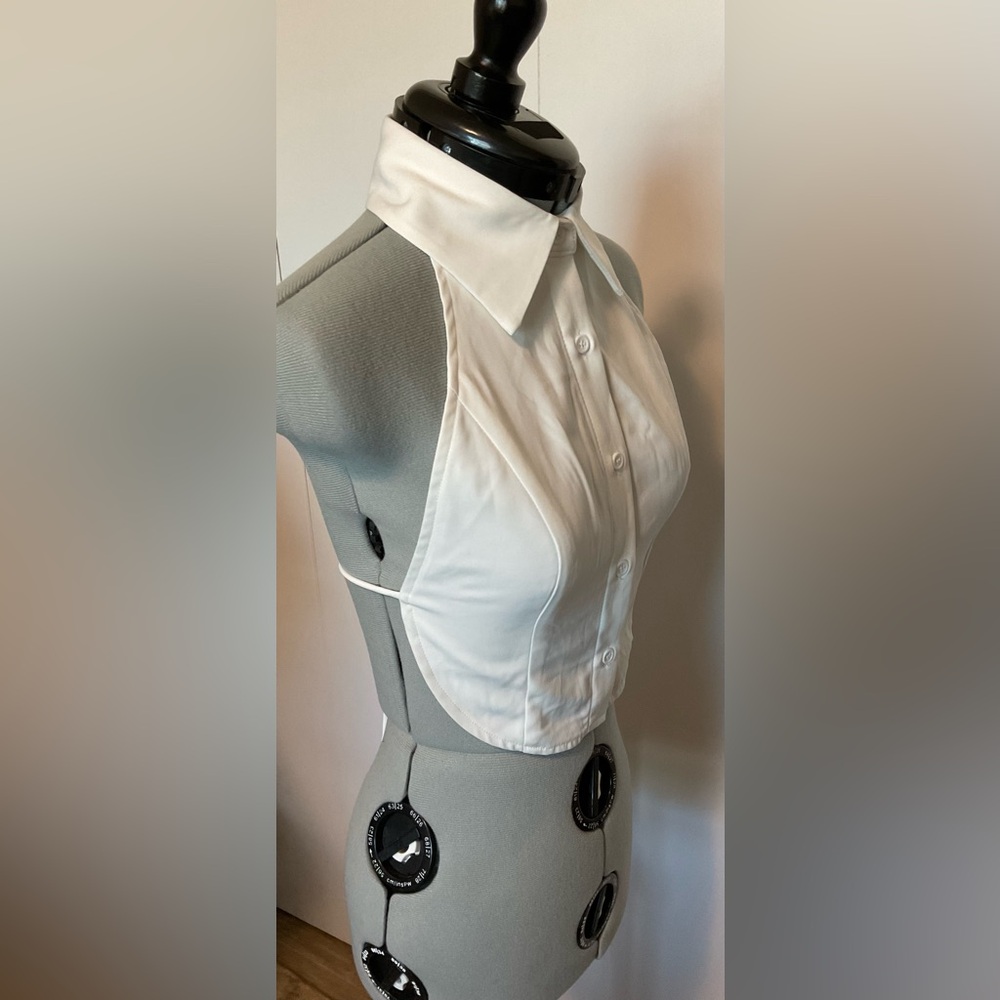 white backless dress shirt size s